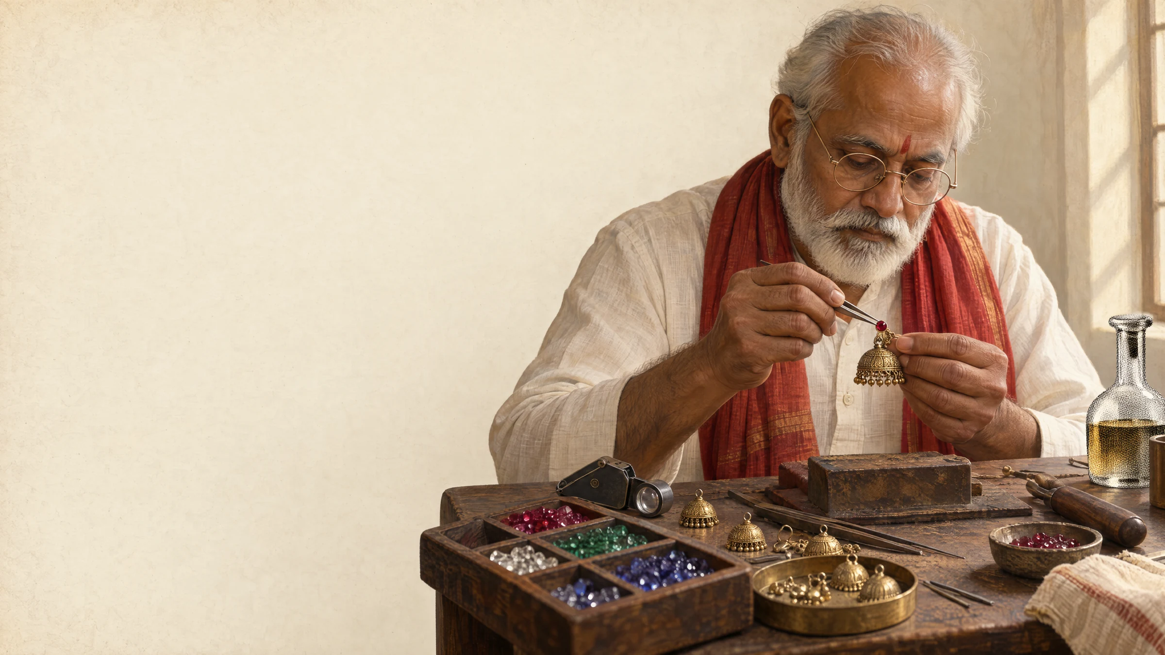 An artistic interpretation of a jewellery workshop